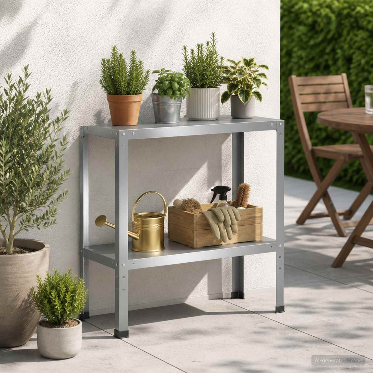 Planttafel 80 x 40 x 80 cm Gegalvaniseerd staal zilver is nu te koop bij PeponiXL, paradijselijk wonen!