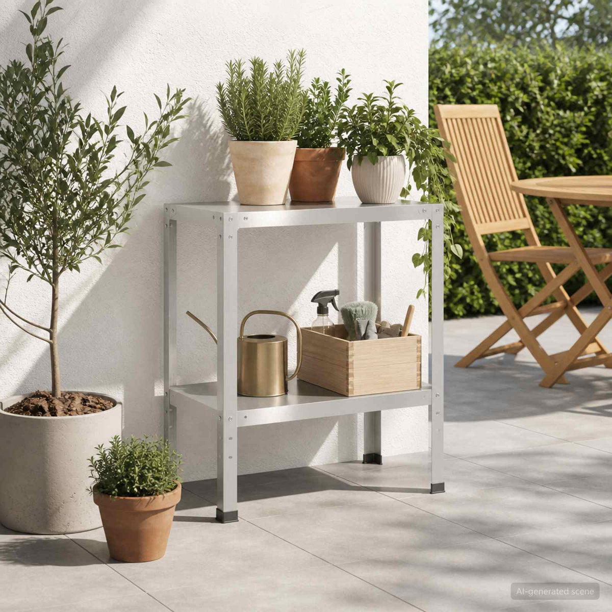 Planttafel 60 x 40 x 80 cm Roestvrij staal zilver is nu te koop bij PeponiXL, paradijselijk wonen!