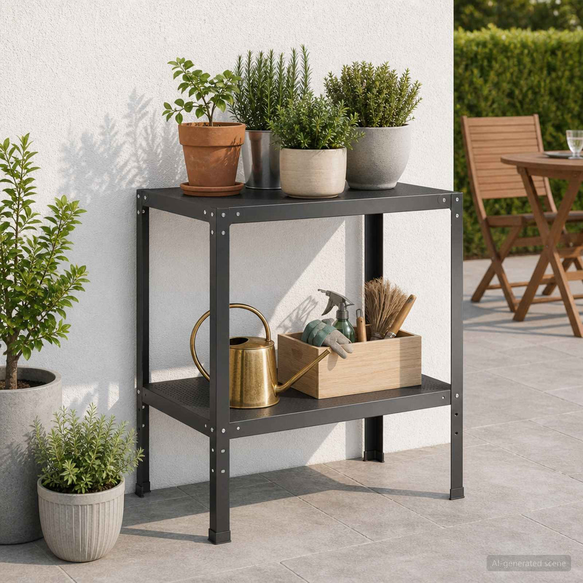 Planttafel 100 x 50 x 80 cm Gepoedercoat staal Zwart is nu te koop bij PeponiXL, paradijselijk wonen!