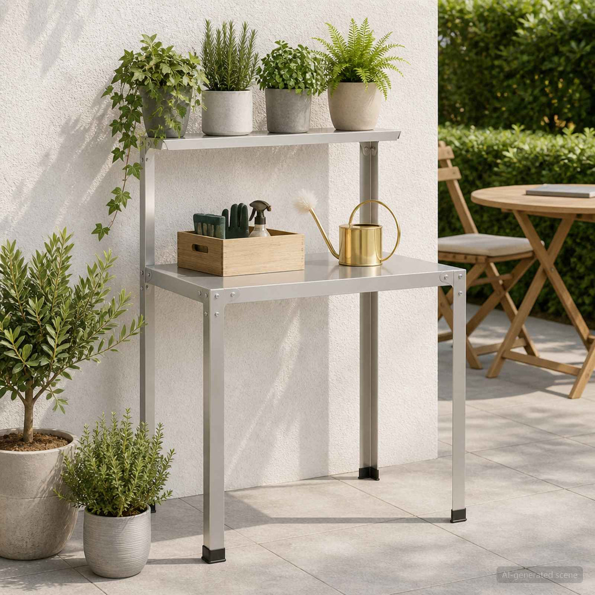 Planttafel 100 x 50 x 104 cm Roestvrij staal zilver is nu te koop bij PeponiXL, paradijselijk wonen!