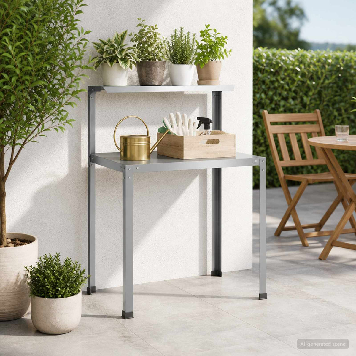 Planttafel 60 x 50 x 104 cm Gegalvaniseerd staal zilver is nu te koop bij PeponiXL, paradijselijk wonen!