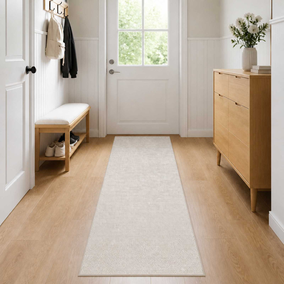 Vloerkleed Crèmekleurig 100 x 250 cm 100% Polyester 3 mm is nu te koop bij PeponiXL, paradijselijk wonen!