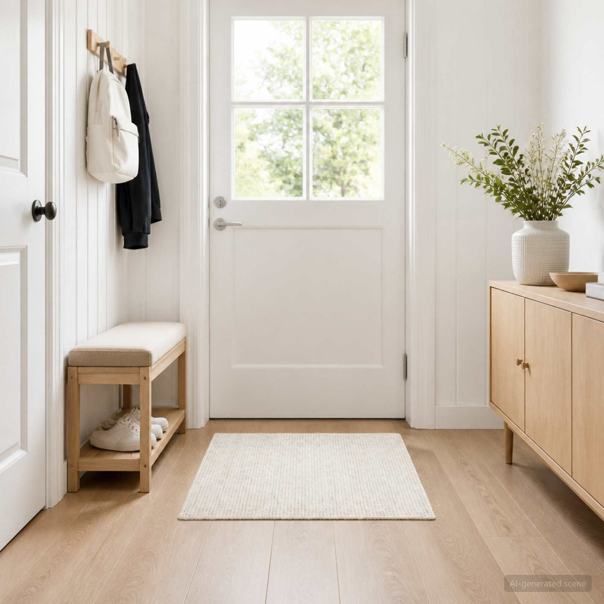 Vloerkleed Crèmekleurig 100 x 100 cm 100% Polyester 3 mm is nu te koop bij PeponiXL, paradijselijk wonen!