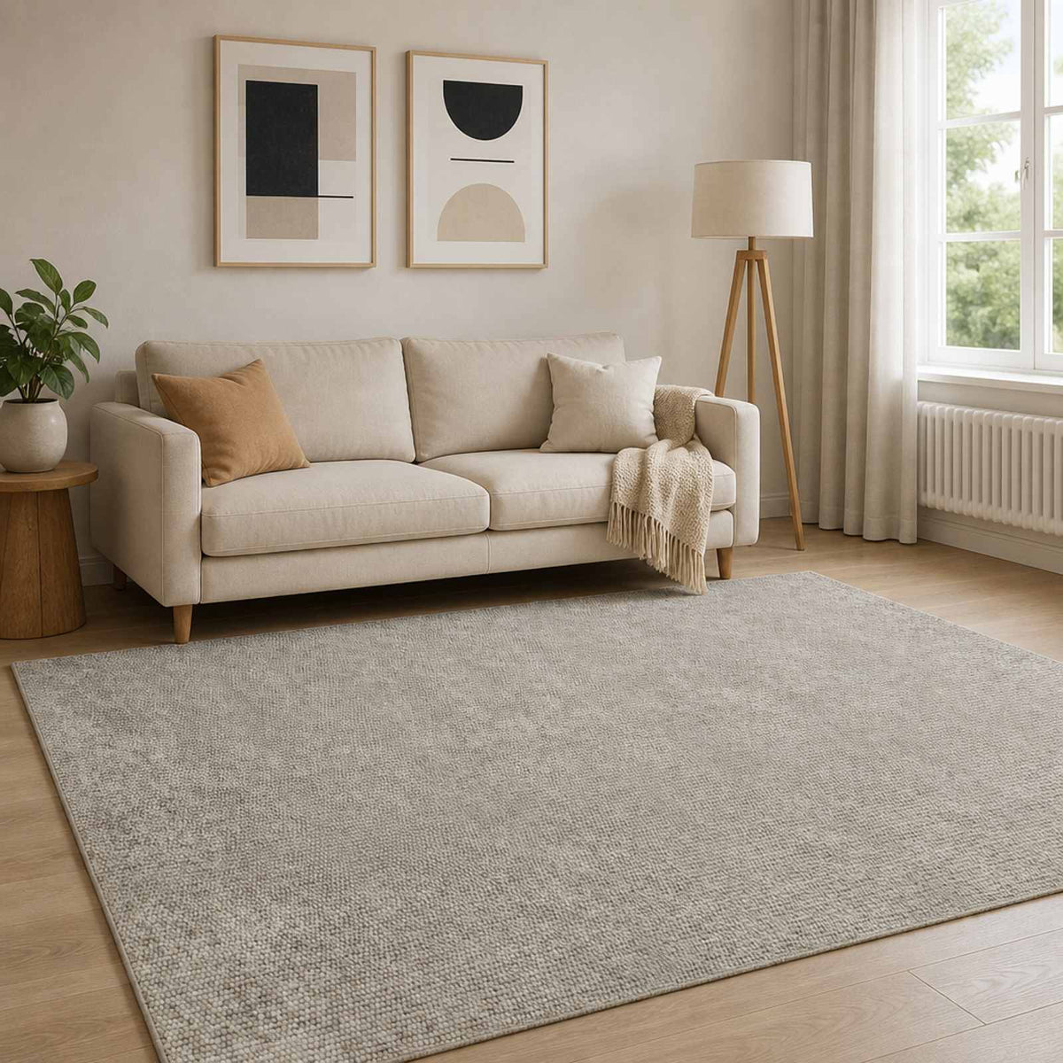 Vloerkleed Beige 190 x 300 cm 100% Polyester 3 mm Wasbaar is nu te koop bij PeponiXL, paradijselijk wonen!