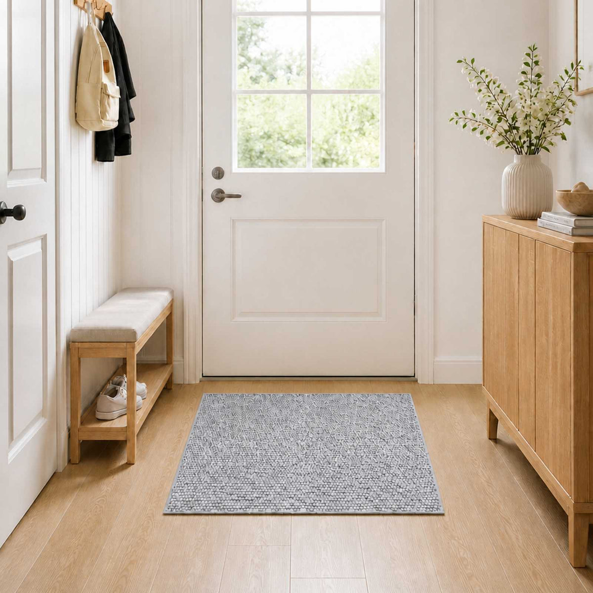 Vloerkleed Grijs 100 x 100 cm 100% Polyester 3 mm Wasbaar is nu te koop bij PeponiXL, paradijselijk wonen!