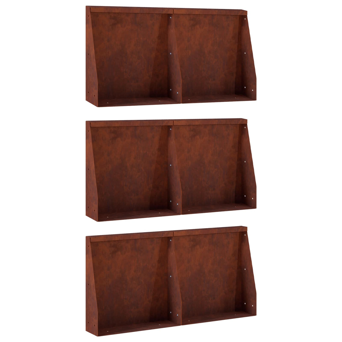 vidaXL Keerwand 6 st 40 x 12 x 30 cm weervast staal Roestkleurig