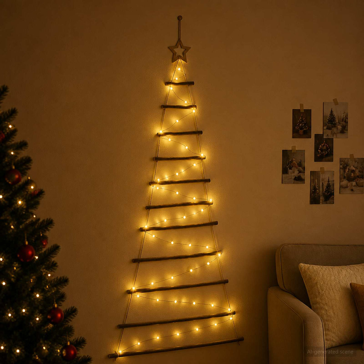 Hangende Kerstboom 150 cm 80 LED's Warmwit is nu te koop bij PeponiXL, paradijselijk wonen!