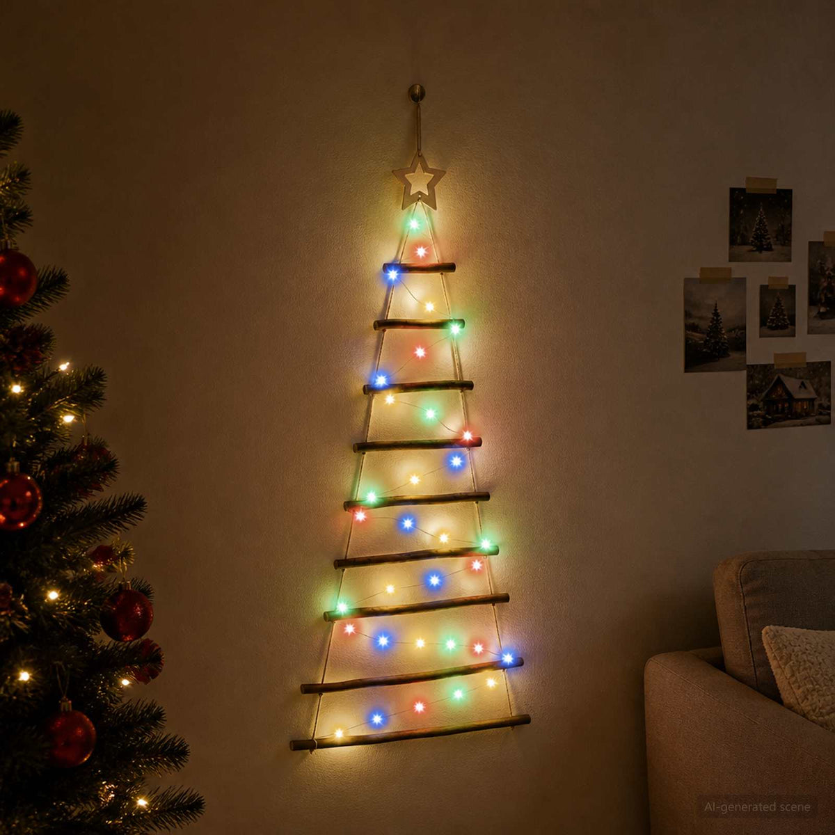 Hangende Kerstboom 120 cm 50 LED's Meerkleurig is nu te koop bij PeponiXL, paradijselijk wonen!