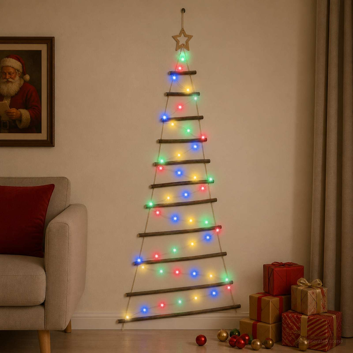 Hangende Kerstboom 150 cm 80 LED's Meerkleurig is nu te koop bij PeponiXL, paradijselijk wonen!
