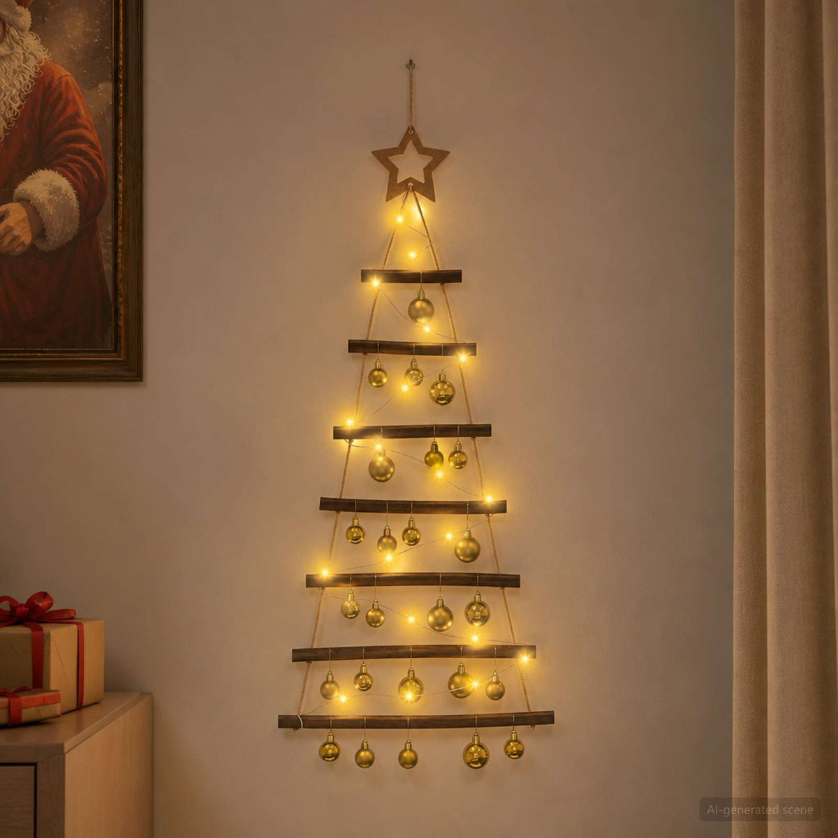 Hangende kerstboom met ballen 90 cm 30 LED's Warmwit is nu te koop bij PeponiXL, paradijselijk wonen!