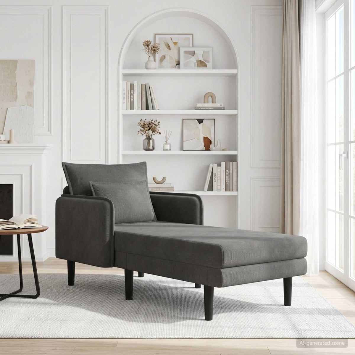 Grote chaise longue Donkergrijs Katoenen stof is nu te koop bij PeponiXL, paradijselijk wonen!