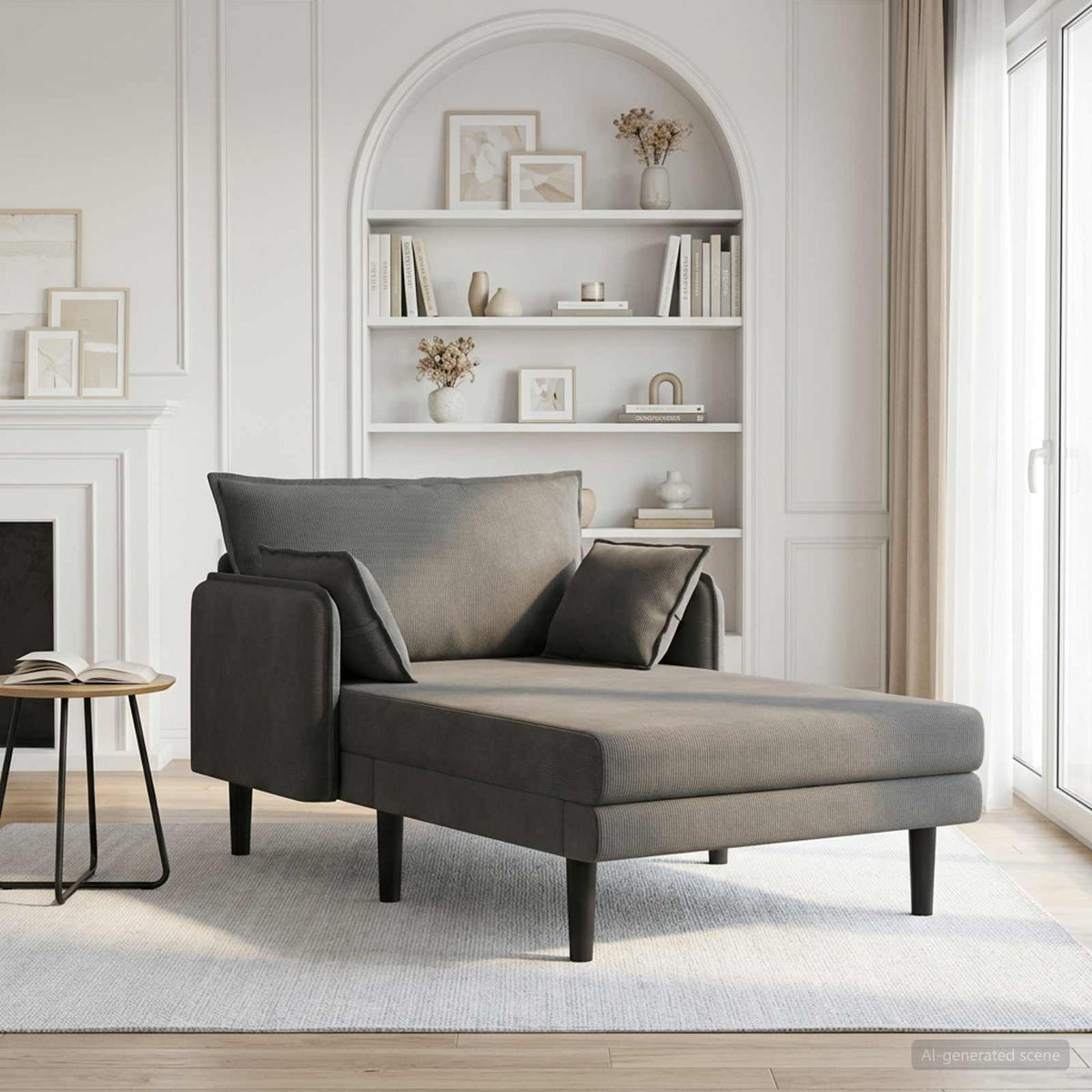 Grote chaise longue Donkergrijs Katoenen stof is nu te koop bij PeponiXL, paradijselijk wonen!