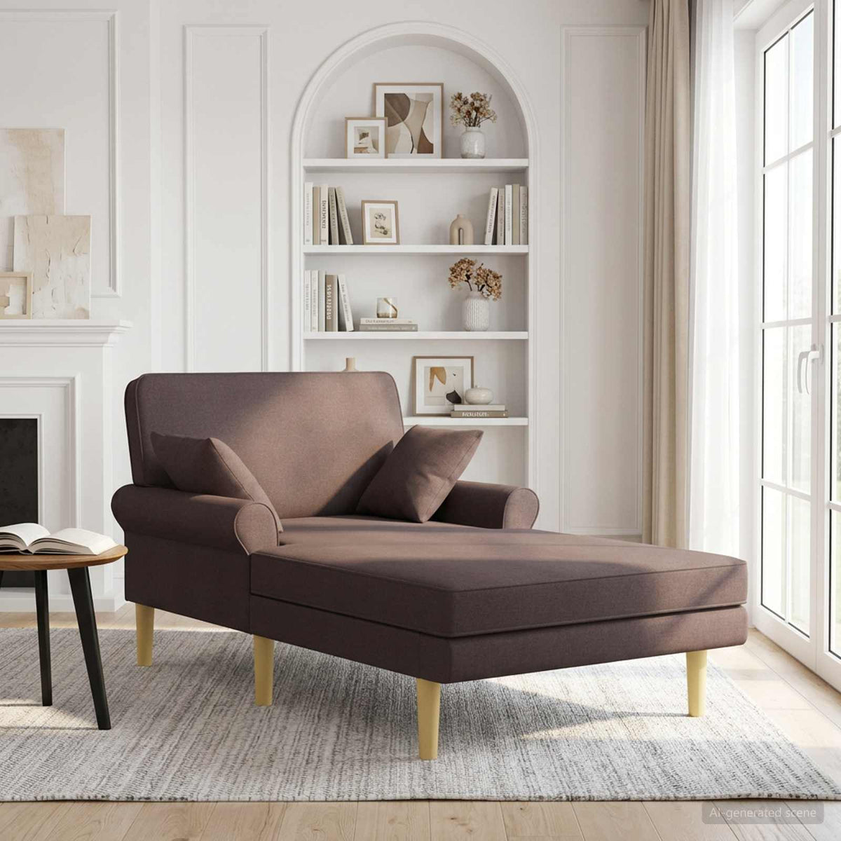 Chaise longue Donkerbruin Stof is nu te koop bij PeponiXL, paradijselijk wonen!