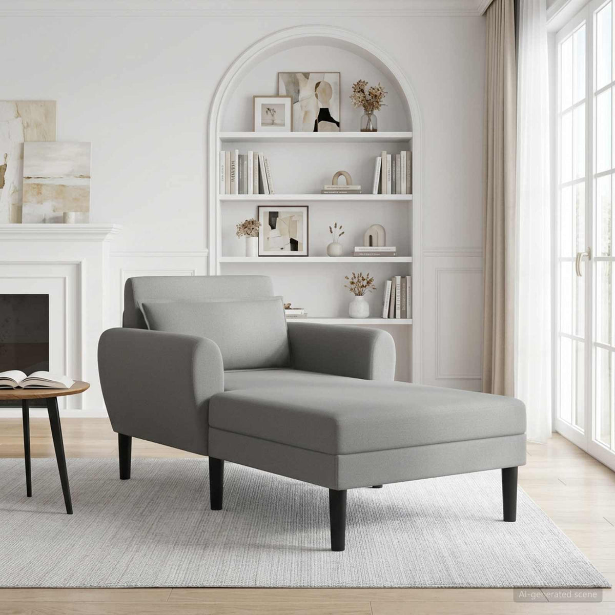 Chaise longue Donkergrijs Grof geweven fluweel is nu te koop bij PeponiXL, paradijselijk wonen!