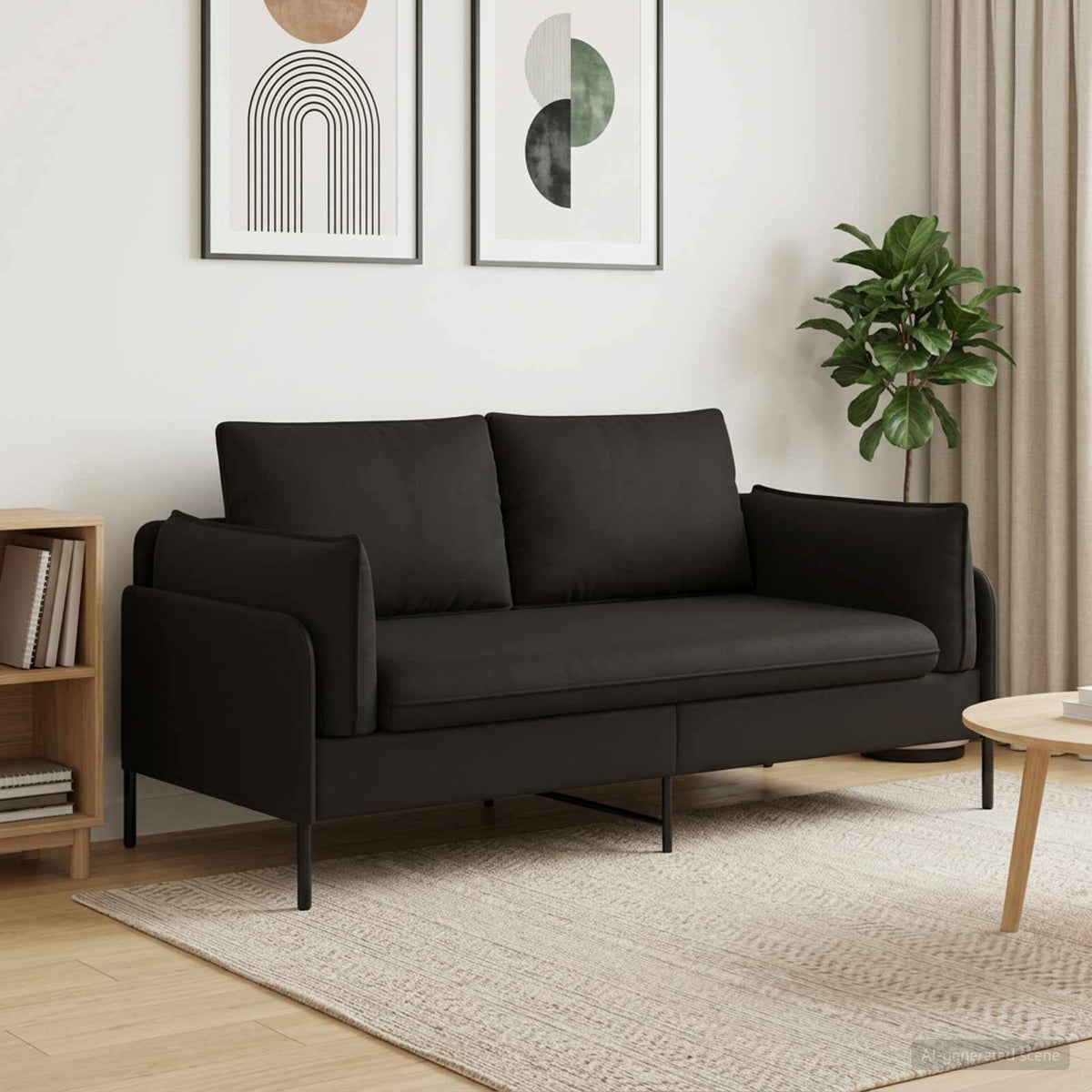 2-Zits Sofa 2-zits Zwart 188 x 81 x 89 cm fluweel is nu te koop bij PeponiXL, paradijselijk wonen!
