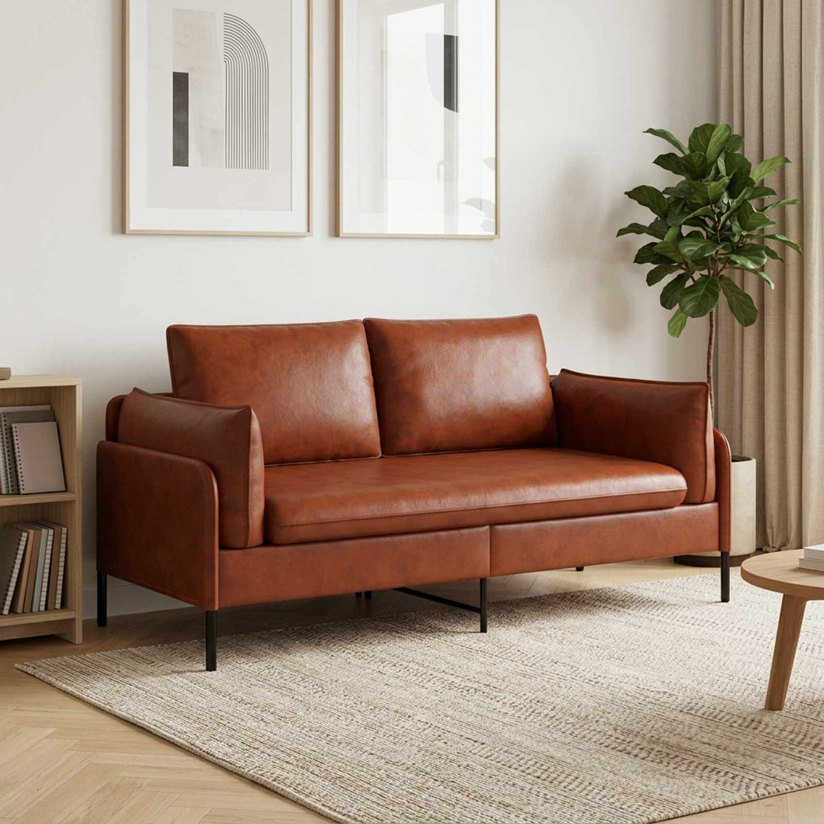 2-Zits Sofa Glanzend Bruin 188 x 81 x 89 cm Kunstleer is nu te koop bij PeponiXL, paradijselijk wonen!