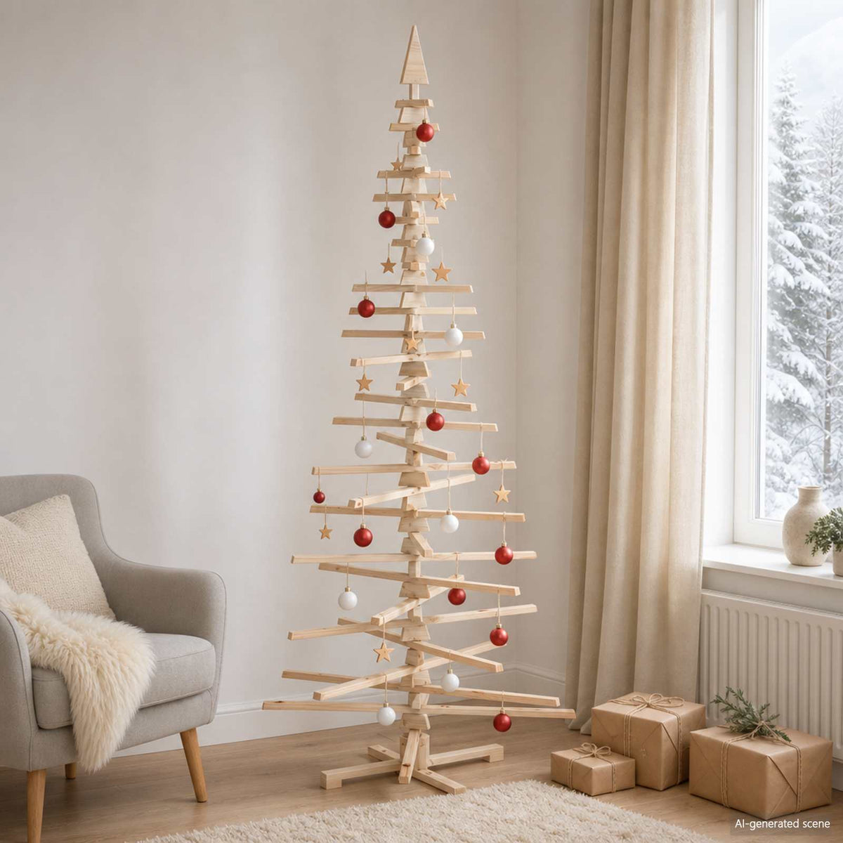 Houten kerstboom KOTKA 240 cm Massief grenenhout Natuurlijk is nu te koop bij PeponiXL, paradijselijk wonen!