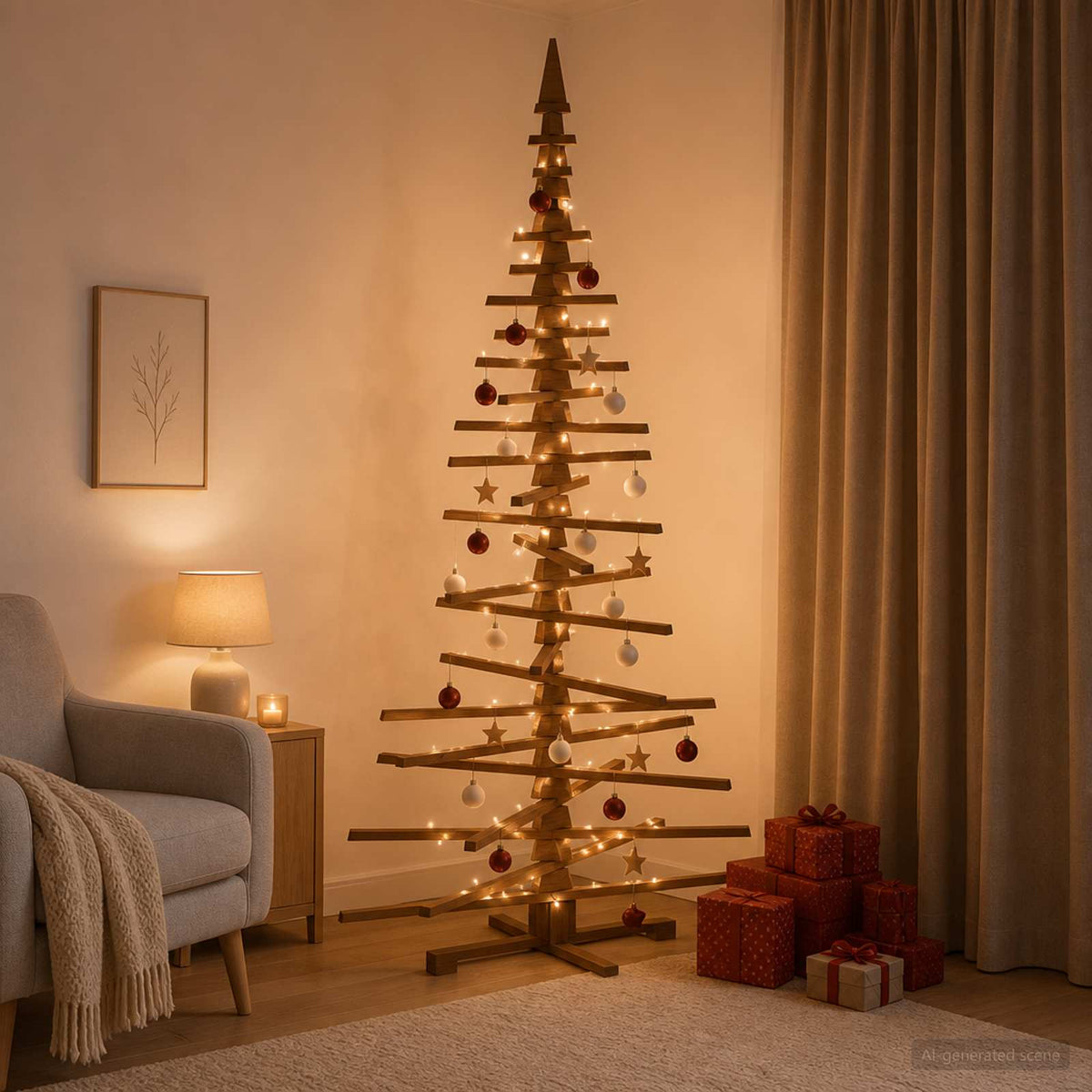 Houten kerstboom KOTKA 210 cm Massief grenenhout is nu te koop bij PeponiXL, paradijselijk wonen!