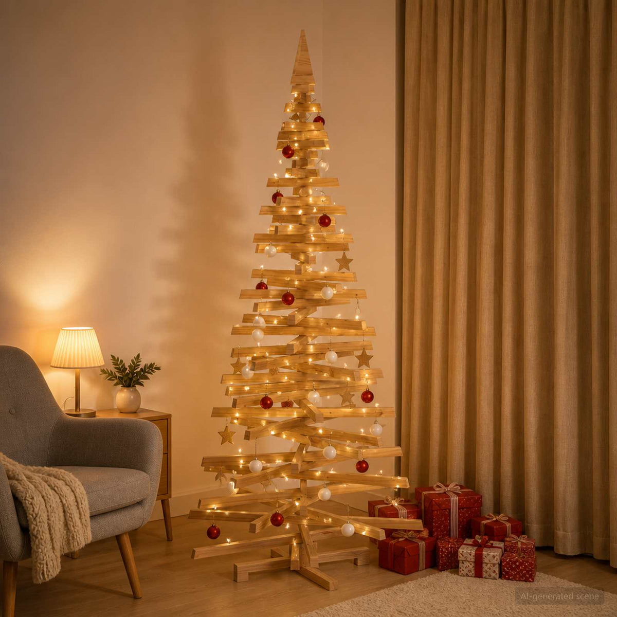 Houten kerstboom KOTKA 240 cm Massief grenenhout is nu te koop bij PeponiXL, paradijselijk wonen!