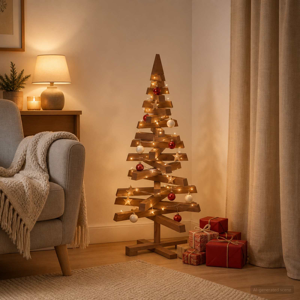 Houten kerstboom KOTKA 90 cm Massief grenenhout is nu te koop bij PeponiXL, paradijselijk wonen!