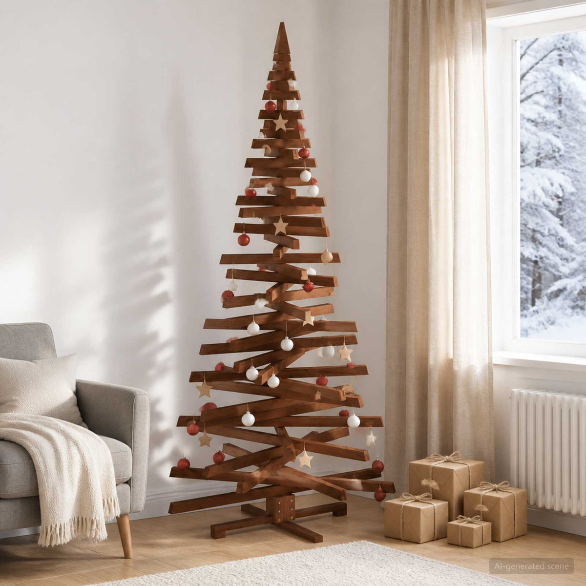 Houten kerstboom KOTKA 210 cm Massief grenenhout is nu te koop bij PeponiXL, paradijselijk wonen!