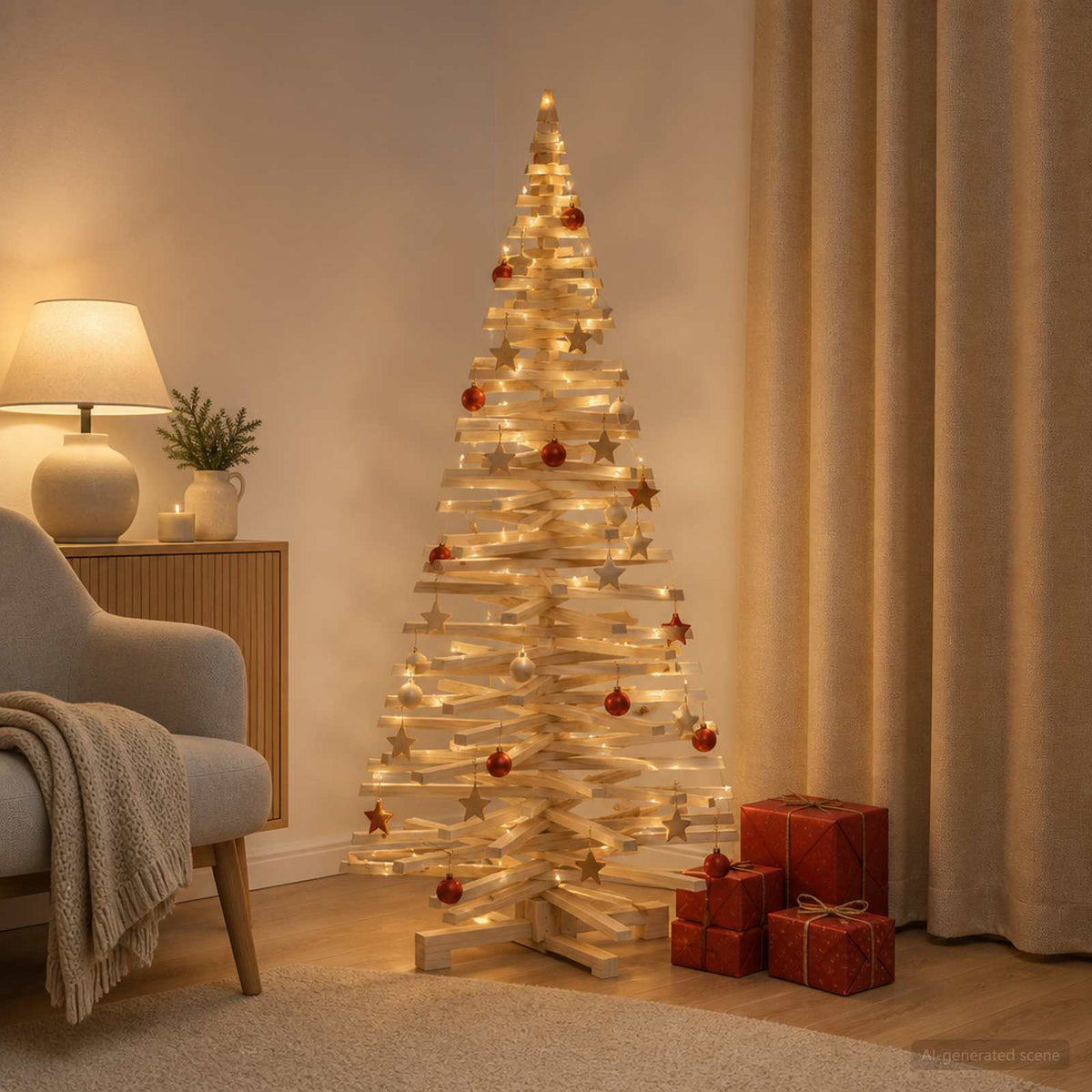 Houten kerstboom KOTKA 180 cm Massief grenenhout Natuurlijk is nu te koop bij PeponiXL, paradijselijk wonen!