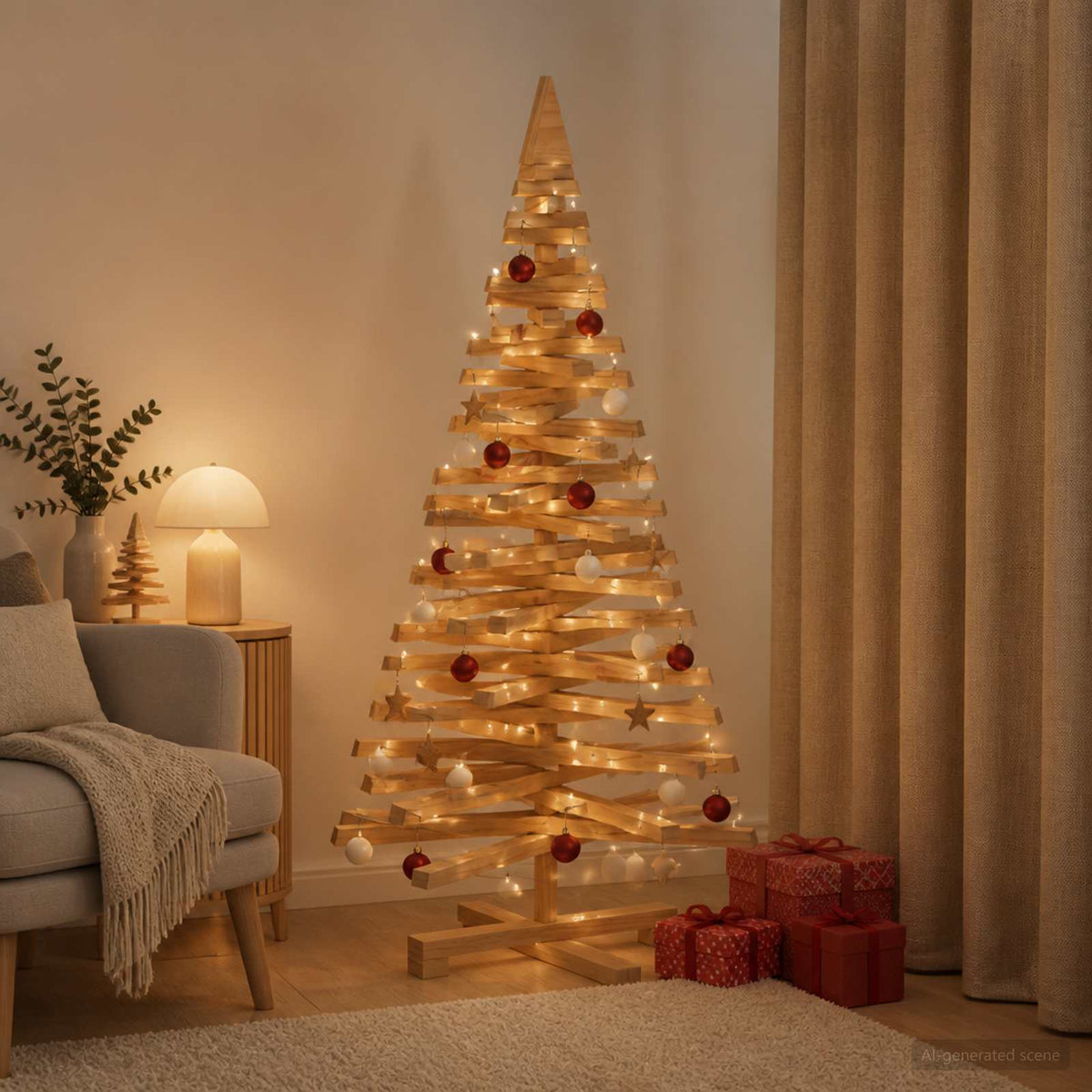 Houten kerstboom KOTKA 120 cm Massief grenenhout is nu te koop bij PeponiXL, paradijselijk wonen!