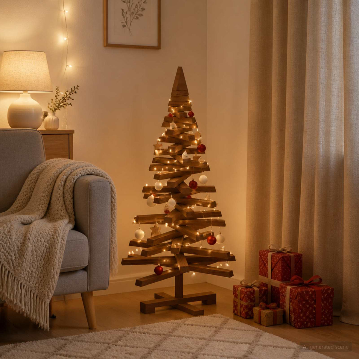 Houten kerstboom KOTKA 90 cm Massief grenenhout is nu te koop bij PeponiXL, paradijselijk wonen!