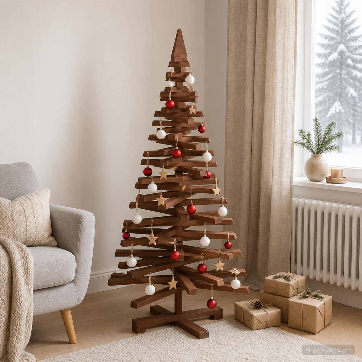 Houten kerstboom KOTKA 120 cm Massief grenenhout is nu te koop bij PeponiXL, paradijselijk wonen!