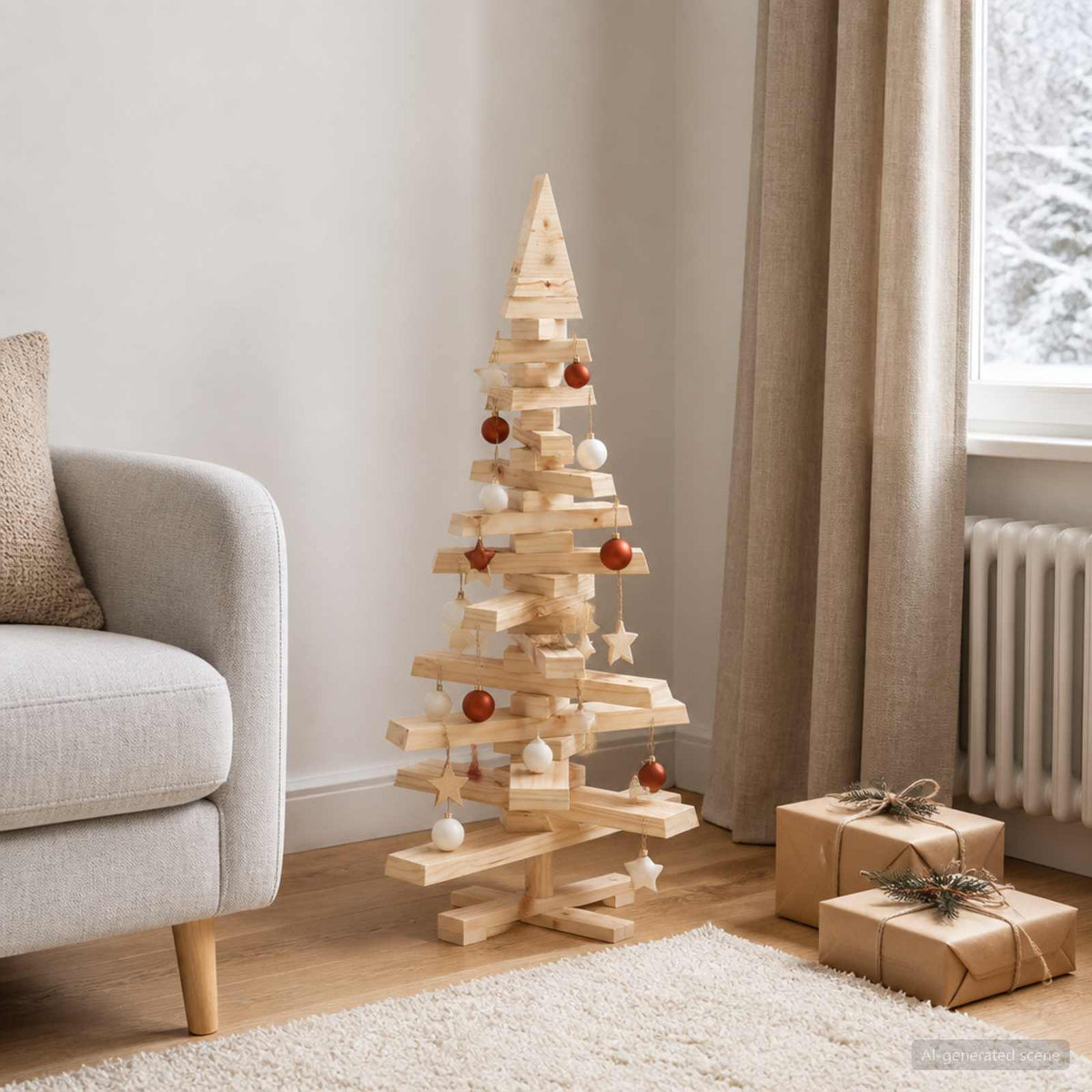 Houten kerstboom KOTKA 90 cm Massief grenenhout Natuurlijk is nu te koop bij PeponiXL, paradijselijk wonen!