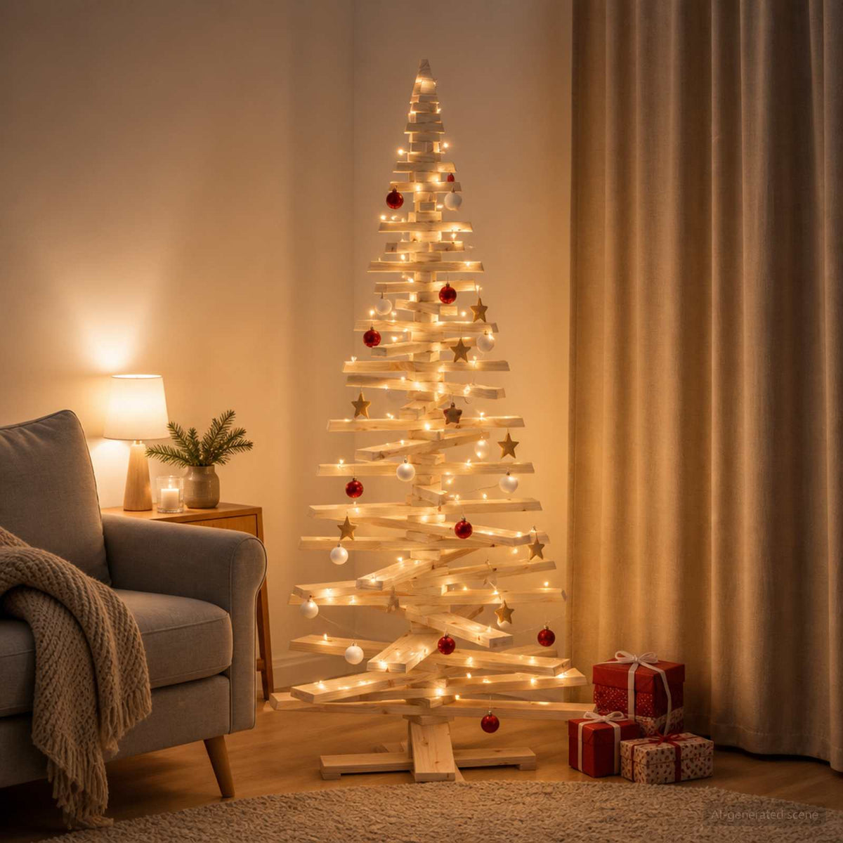 Houten kerstboom KOTKA 180 cm Massief grenenhout Natuurlijk is nu te koop bij PeponiXL, paradijselijk wonen!