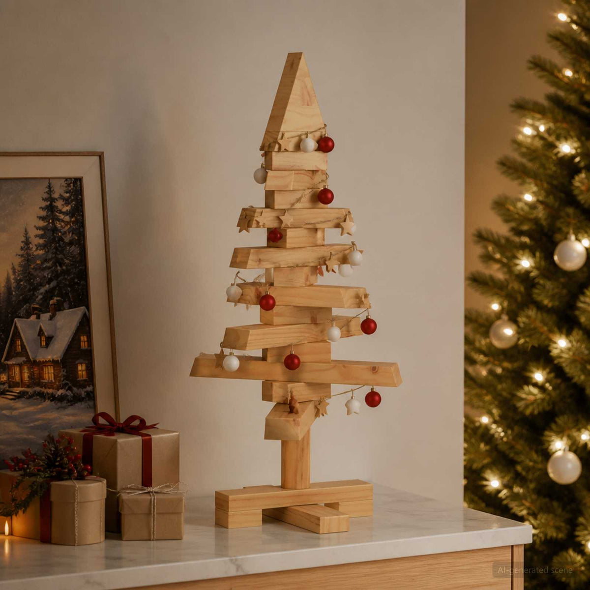 Houten kerstboom KOTKA 60 cm Massief grenenhout is nu te koop bij PeponiXL, paradijselijk wonen!
