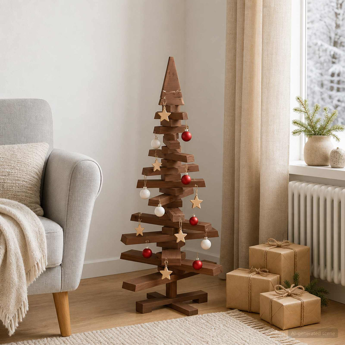 Houten kerstboom KOTKA 90 cm Massief grenenhout is nu te koop bij PeponiXL, paradijselijk wonen!