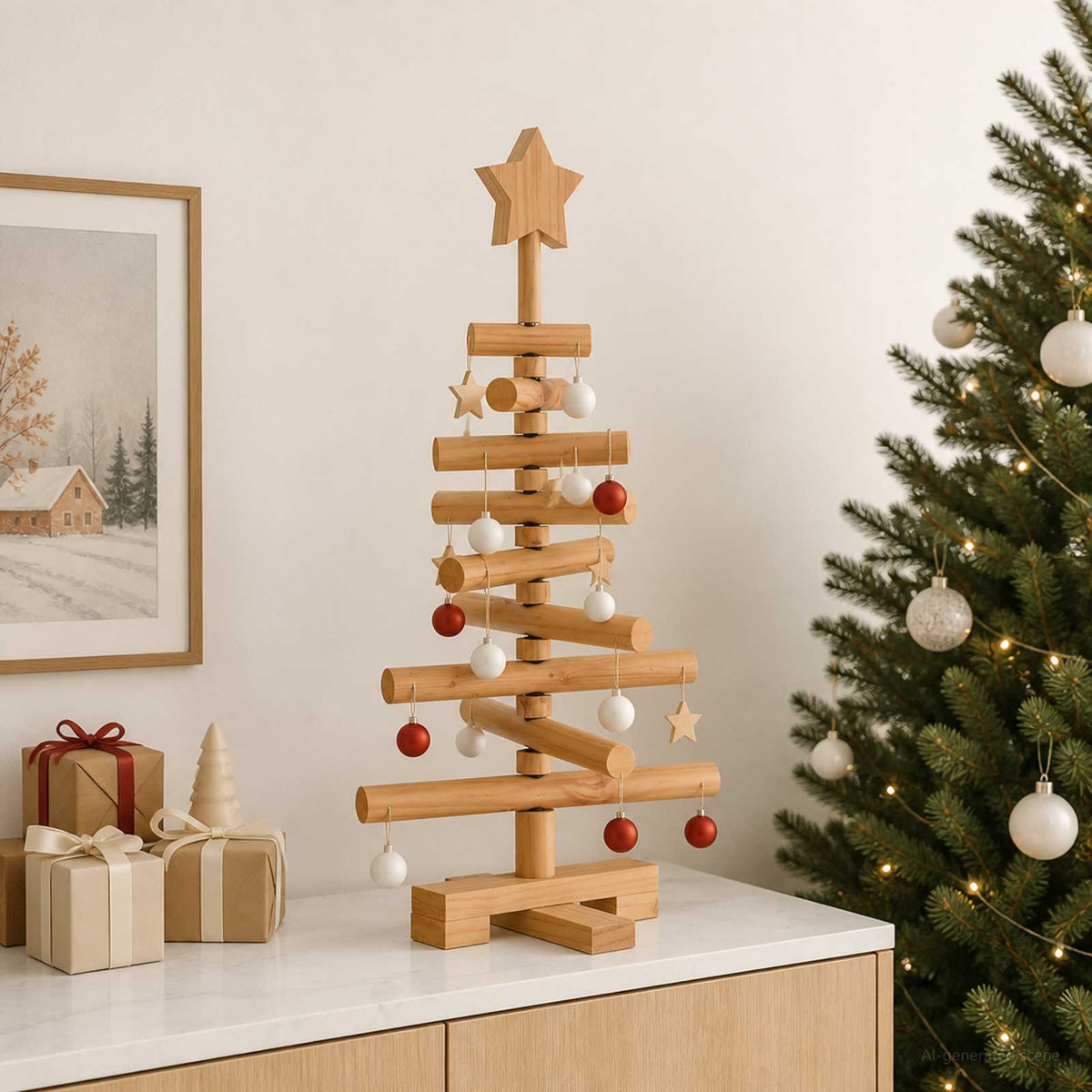 Houten kerstboom KOTKA 60 cm Massief grenenhout is nu te koop bij PeponiXL, paradijselijk wonen!