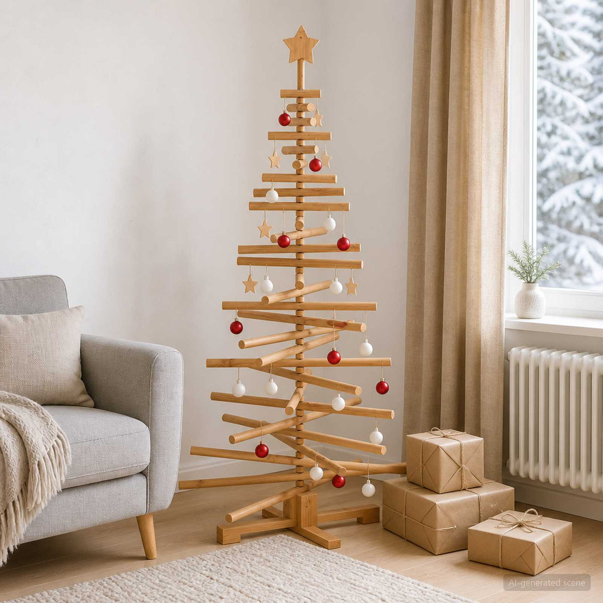 Houten kerstboom KOTKA 150 cm Massief grenenhout is nu te koop bij PeponiXL, paradijselijk wonen!