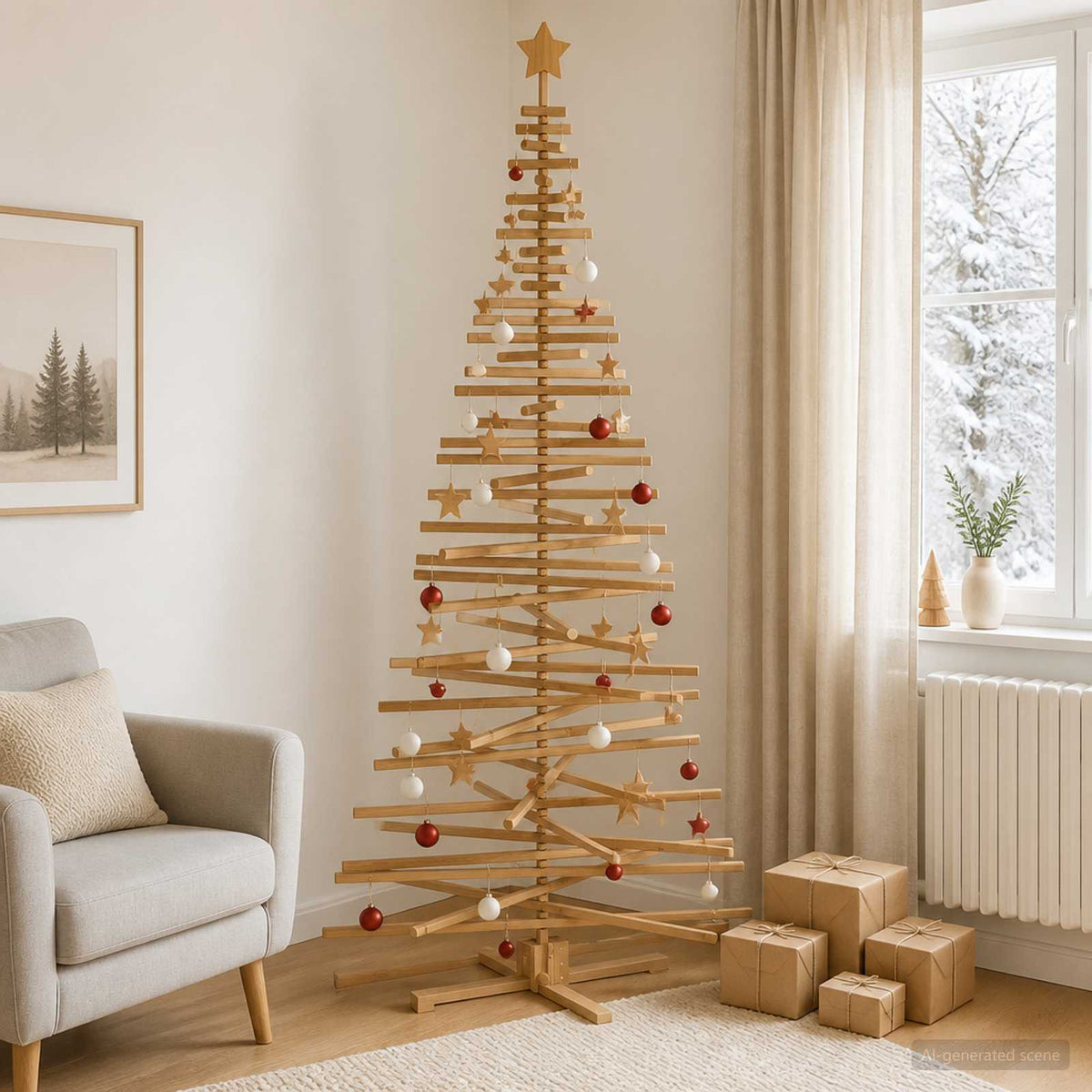 Houten kerstboom KOTKA 240 cm Massief grenenhout is nu te koop bij PeponiXL, paradijselijk wonen!