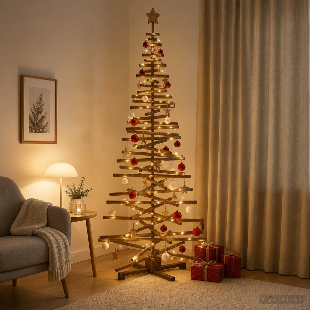Houten kerstboom KOTKA 210 cm Massief grenenhout is nu te koop bij PeponiXL, paradijselijk wonen!