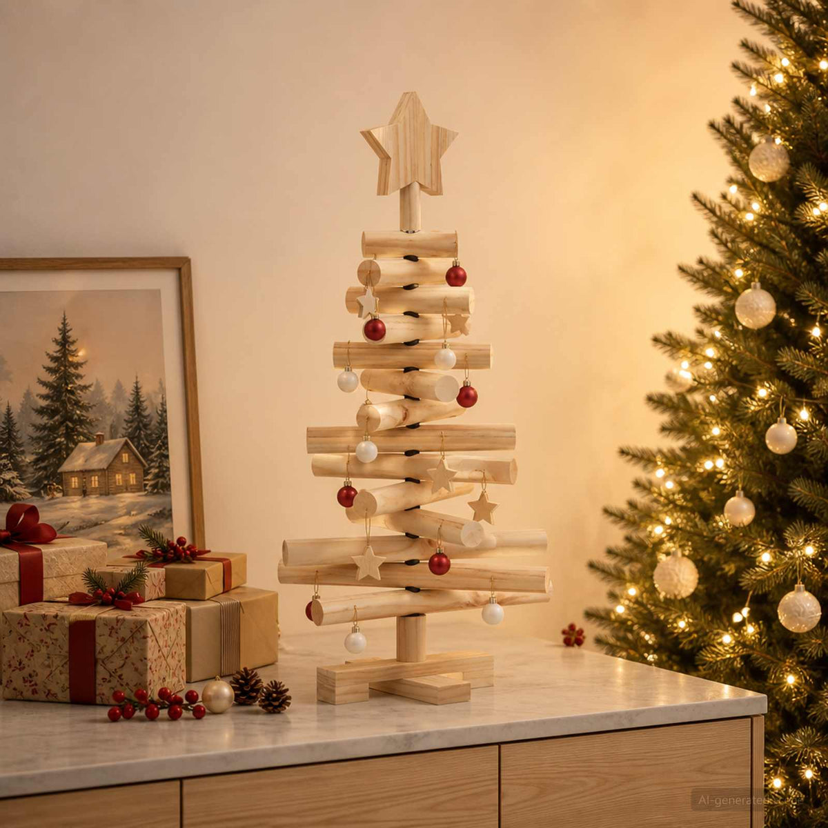 Houten kerstboom KOTKA 60 cm Massief grenenhout Natuurlijk is nu te koop bij PeponiXL, paradijselijk wonen!