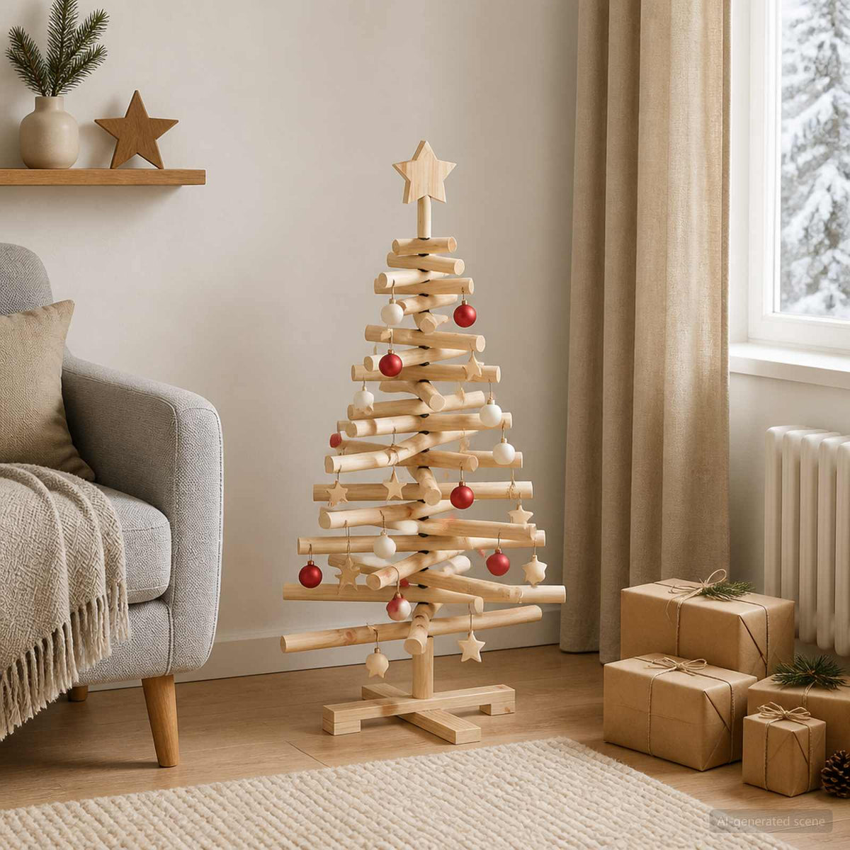 Houten kerstboom KOTKA 90 cm Massief grenenhout Natuurlijk is nu te koop bij PeponiXL, paradijselijk wonen!