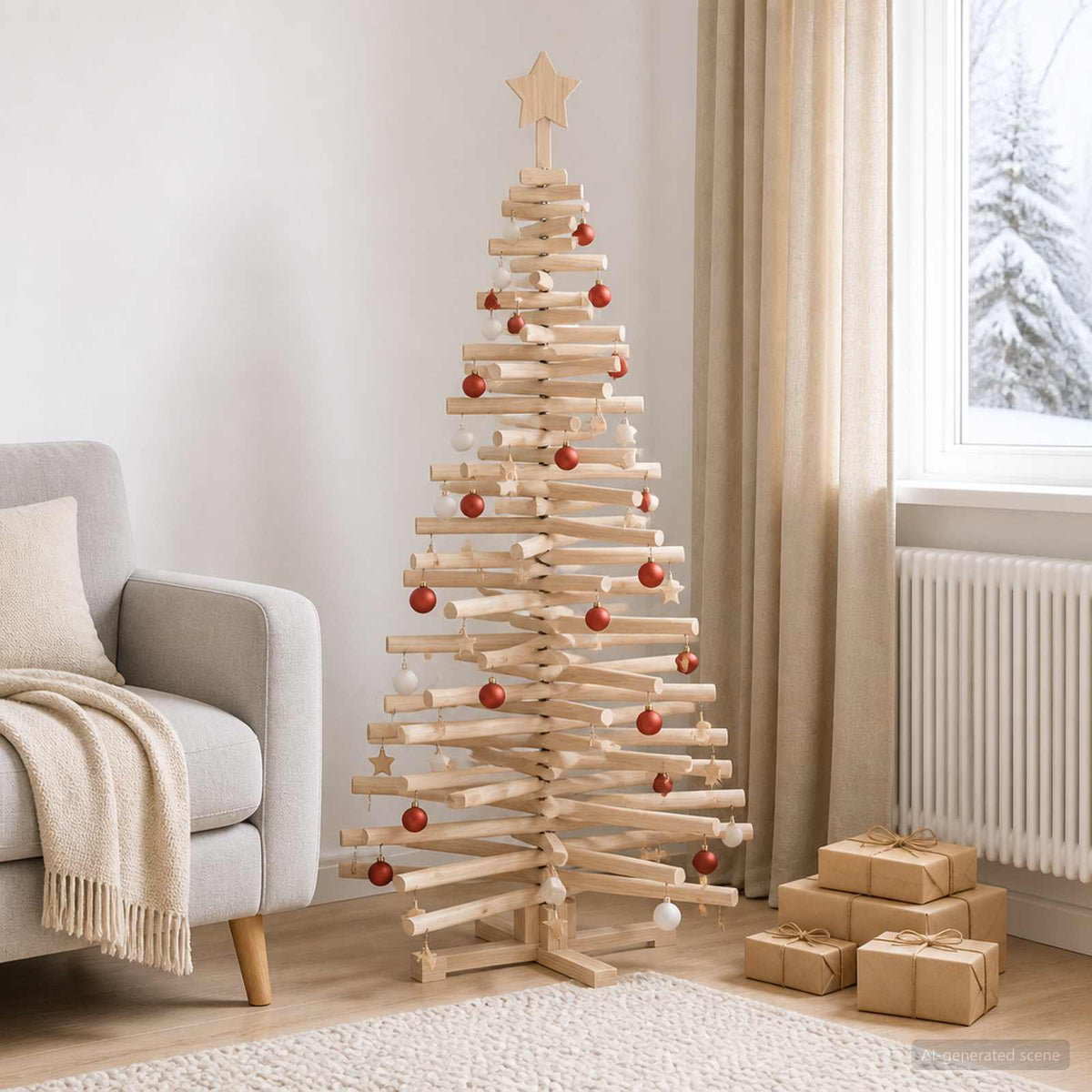 vidaXL Houten kerstboom KOTKA 150 cm Massief grenenhout Natuurlijk