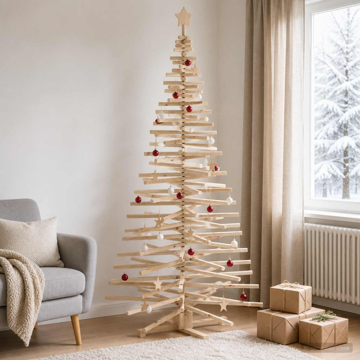 Houten kerstboom KOTKA 210 cm Massief grenenhout Natuurlijk is nu te koop bij PeponiXL, paradijselijk wonen!