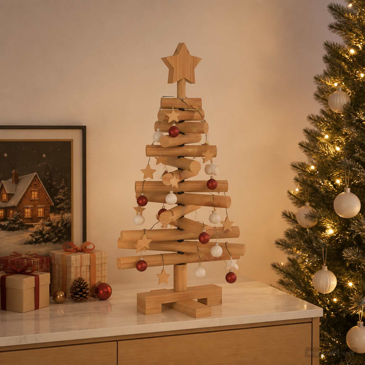 Houten kerstboom KOTKA 60 cm Massief grenenhout is nu te koop bij PeponiXL, paradijselijk wonen!