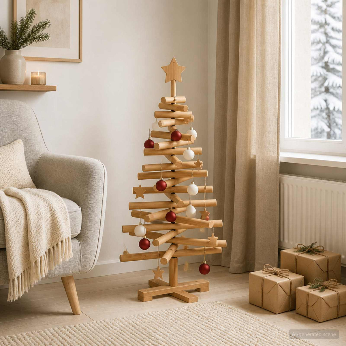 Houten kerstboom KOTKA 90 cm Massief grenenhout is nu te koop bij PeponiXL, paradijselijk wonen!