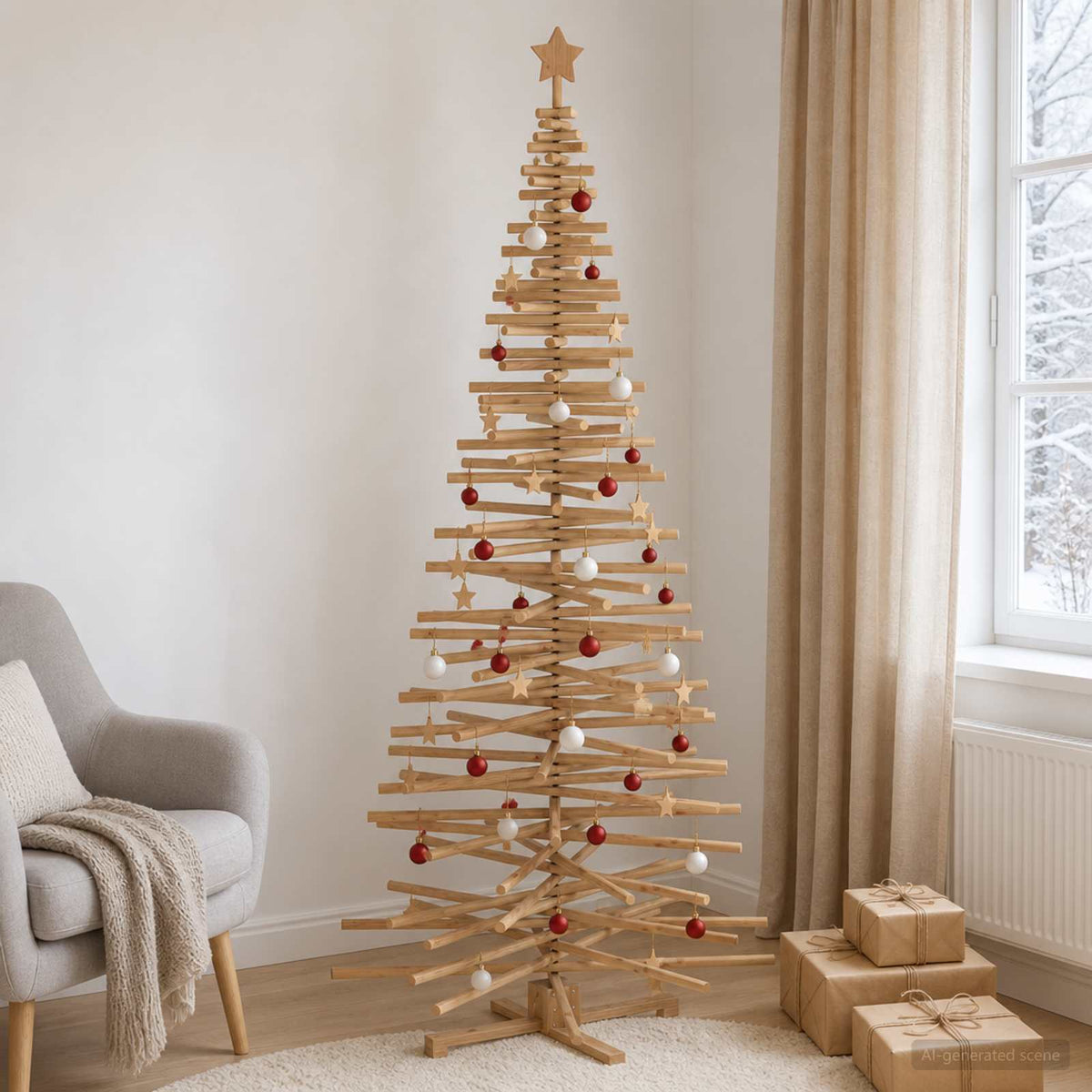 Houten kerstboom KOTKA 240 cm Massief grenenhout is nu te koop bij PeponiXL, paradijselijk wonen!