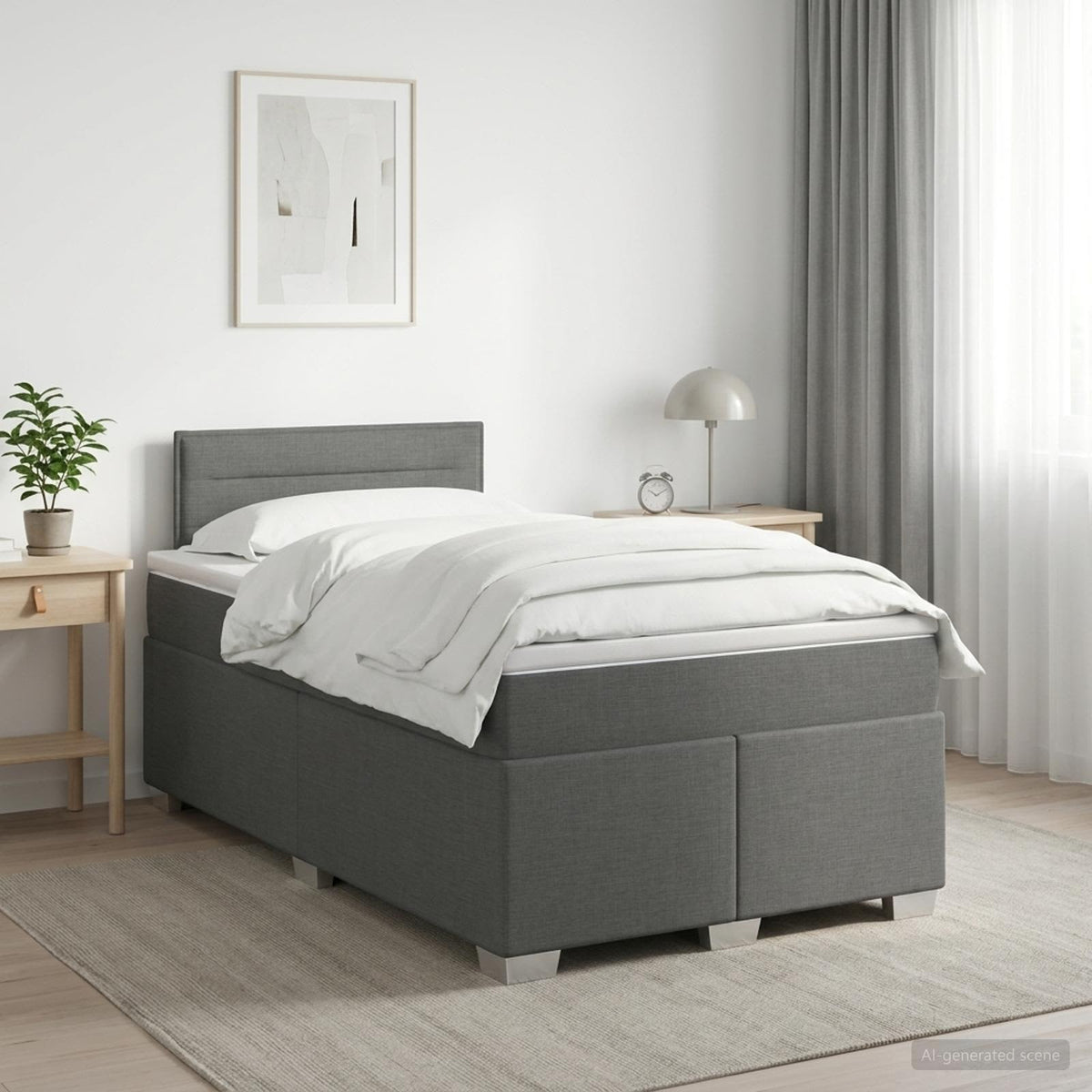 Boxspringbed met matras Donkergrijs 120 x 200 cm Stof is nu te koop bij PeponiXL, paradijselijk wonen!