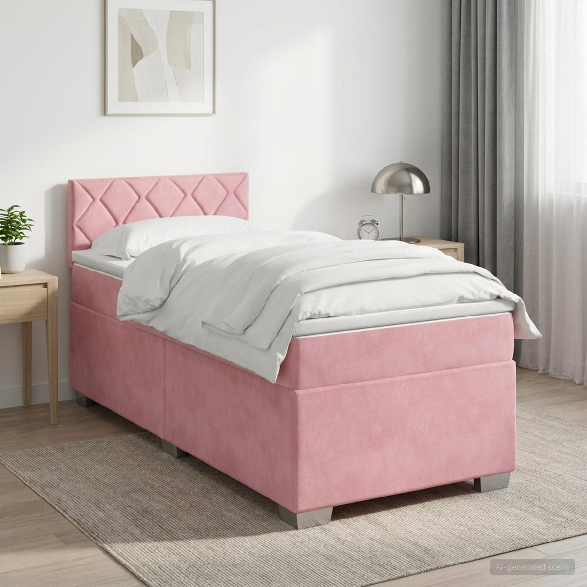 Boxspringbed met matras met hoofdeinde Roze 90 x 200 cm Fluweel is nu te koop bij PeponiXL, paradijselijk wonen!
