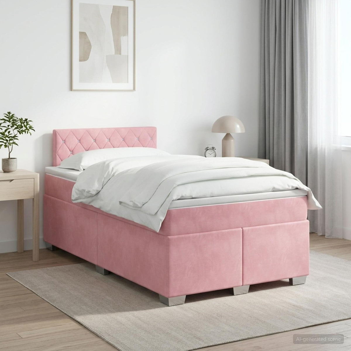vidaXL Boxspringbed met matras Roze 120 x 190 cm Fluweel