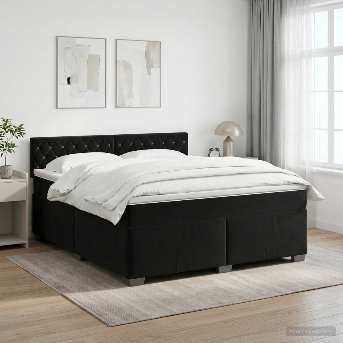 Boxspringbed met matras Zwart 180 x 200 cm Fluweel is nu te koop bij PeponiXL, paradijselijk wonen!