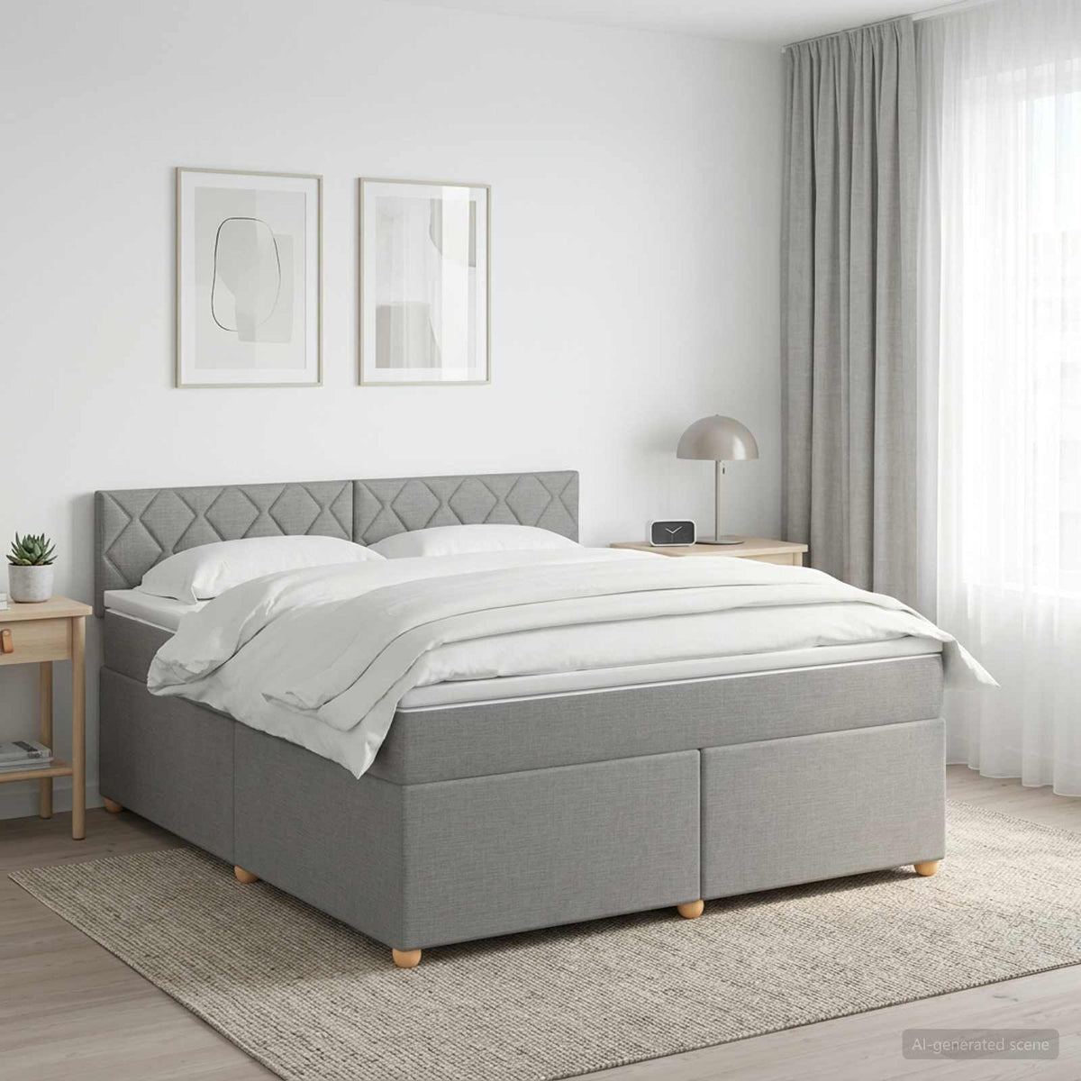 Boxspringbed met matras Lichtgrijs 140 x 200 cm Stof is nu te koop bij PeponiXL, paradijselijk wonen!