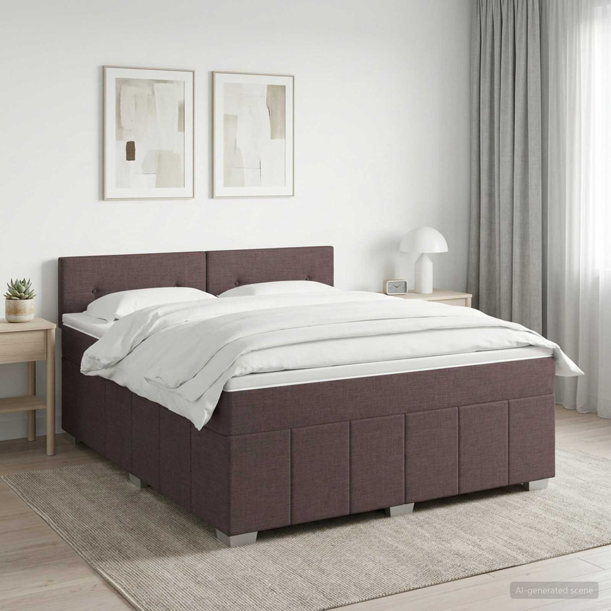 vidaXL Boxspringbed met matras Donkerbruin 180 x 200 cm Stof